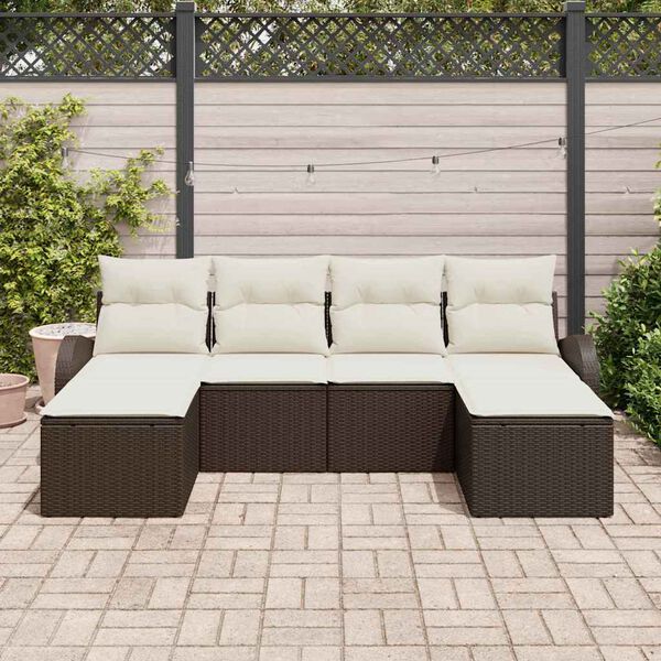 vidaXL Set Divano da Giardino 6 pcs Marrone Rattan in Polipropilene