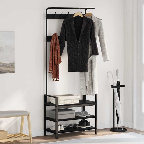 vidaXL Appendiabiti Rovere nero 75 x 34 x 184 cm Legno multistrato