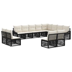 vidaXL Set Divano da Giardino 12 pz Nero polyrattan
