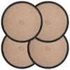 vidaXL Sottobicchieri in juta 4 pz Naturale e Nero 100% Juta Tossa