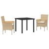 vidaXL Set da Pranzo per Giardino 3 pz Beige polyrattan