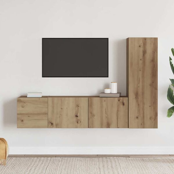 vidaXL Mobili TV a Parete 3 pz Rovere Artigianale in Legno Multistrato
