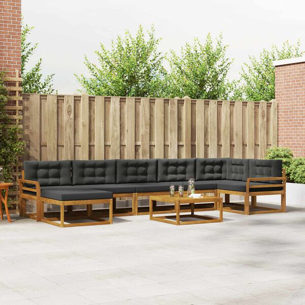 vidaXL Set di divani da esterno con cuscino 8 pcs Naturale e Antracite