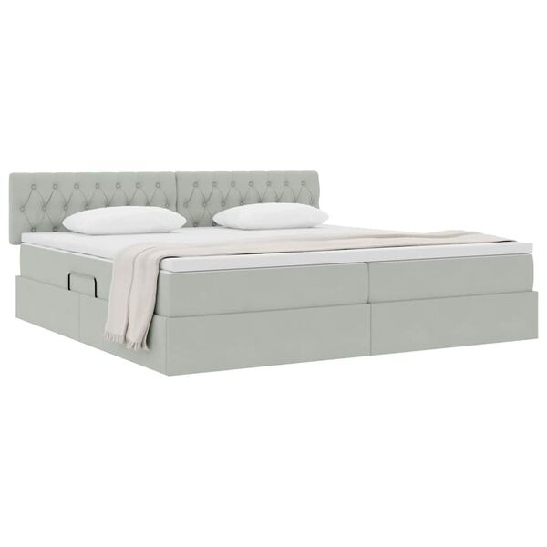 vidaXL Letto con Contenitore Grigio chiaro 200 x 200 cm Velluto