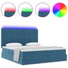 vidaXL Letto con luci a strisce a LED Blu Scuro 180 x 200 cm Velluto