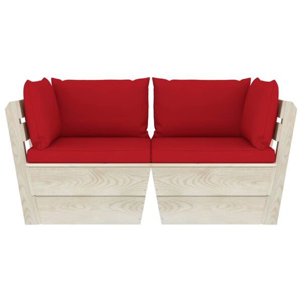 vidaXL Divano da Giardino a 2 Posti su Pallet con Cuscini Legno Abete