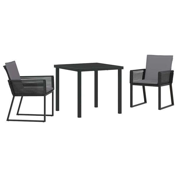 vidaXL Set da Pranzo per Giardino 3 pcs Nero