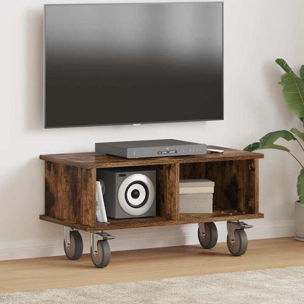 vidaXL Supporto TV Rovere fum&eacute; 68,5 x 35 x 35 cm Legno multistrato