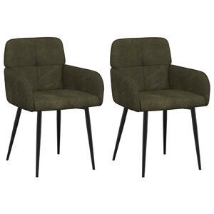 vidaXL Sedie da pranzo 2 pz Pelle Scamosciata Sintetica Verde militare