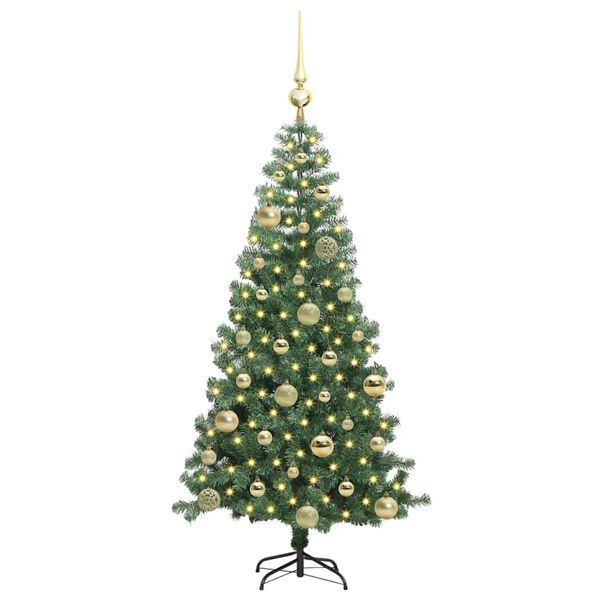 vidaXL Albero di Natale con 150 LED con supporto Verde 120 cm PVC