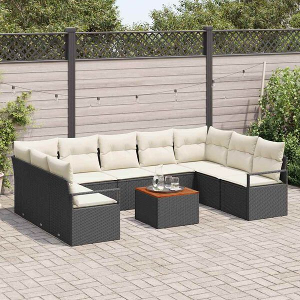 vidaXL Set Divano da Giardino 10 pcs Nero e bianco