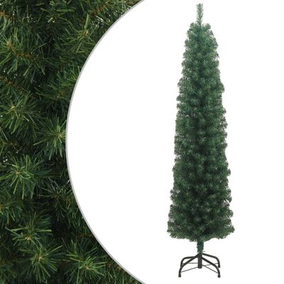 vidaXL Albero di Natale Artificiale Sottile con Base Verde 210 cm PVC