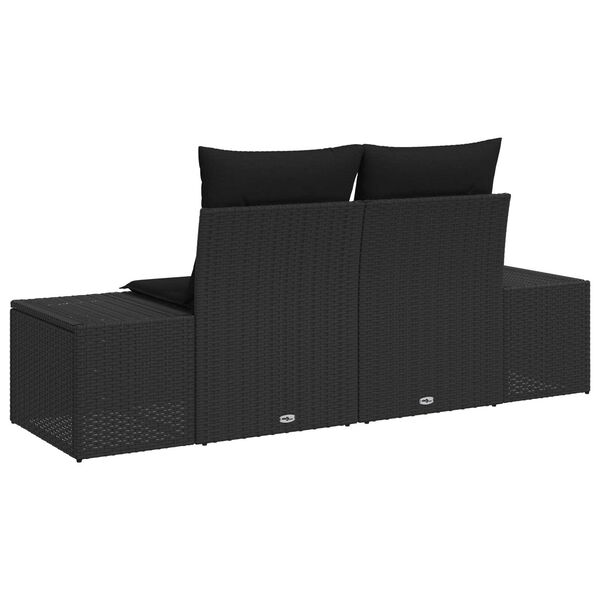 vidaXL Divano da giardino Nero 123 x 62 x 69cm polyrattan
