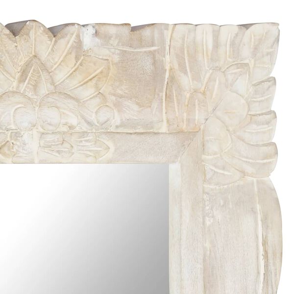 vidaXL Specchio Bianco 110x50 cm in Legno Massello di Mango