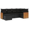 vidaXL Set Divano da Giardino 6 pz con Cuscini Nero in Polyrattan