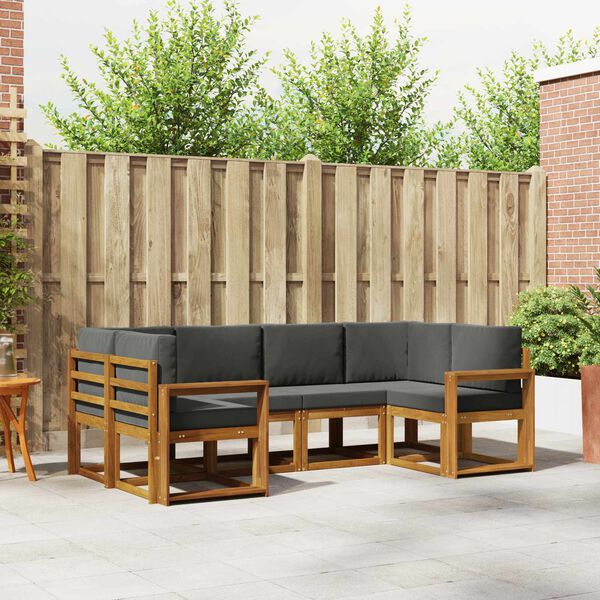 vidaXL Set di divani da esterno con cuscino 6 pcs Naturale e Antracite