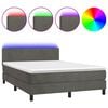 vidaXL Letto a Molle con Materasso e LED Grigio Scuro 140x200 cm