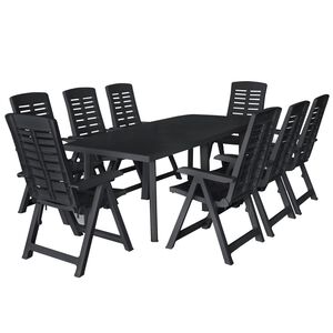 vidaXL Set da Pranzo da Giardino 9 pz in Plastica Antracite