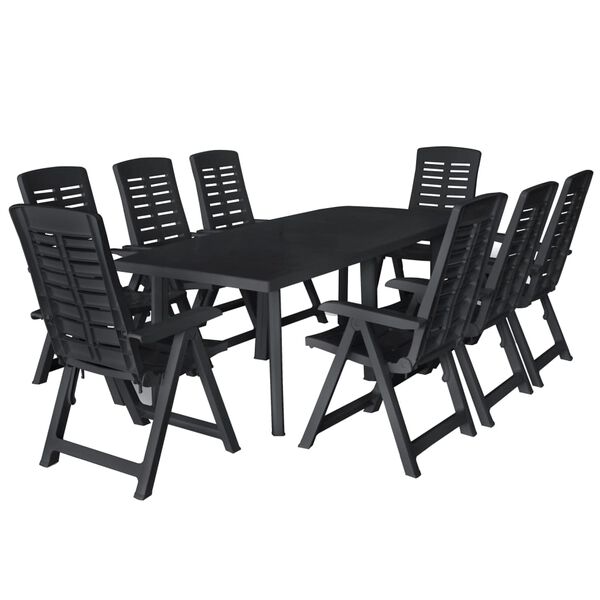 vidaXL Set da Pranzo da Giardino 9 pz in Plastica Antracite