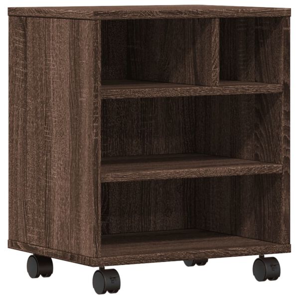 vidaXL Supporto per Stampante con Ruote Rovere Marrone 41x32x48 cm