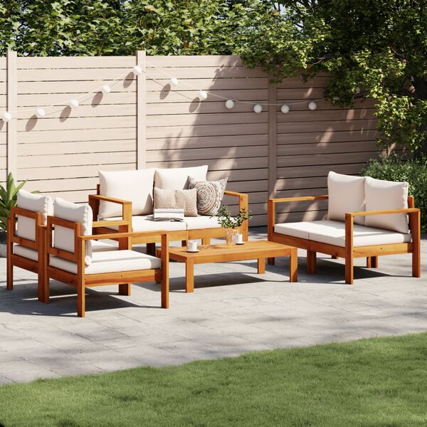 vidaXL Set Divano da Giardino 5 pz con Cuscini Legno Massello Acacia