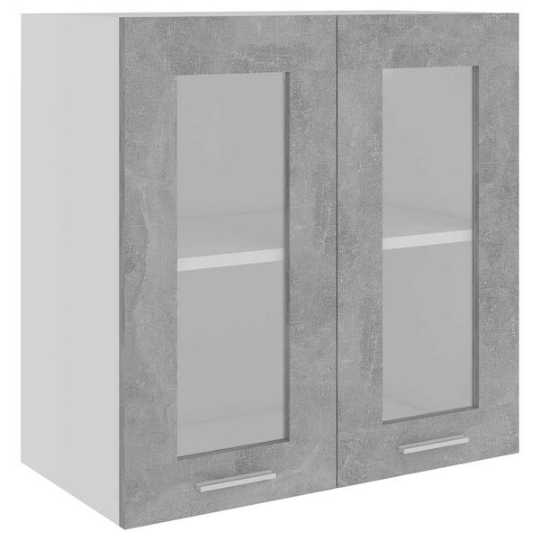 vidaXL Mobile Pensile con Vetro &ldquo;Lyon&rdquo; Grigio Cemento 60x31x60 cm