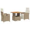 vidaXL Set da Pranzo da Giardino 3 pz con Cuscini Beige in Polyrattan