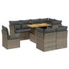 vidaXL Set Divano da Giardino 9 pz con Cuscini Grigio in Polyrattan