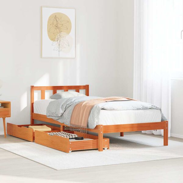 vidaXL Letto senza Materasso Marrone Cera 90x200 cm Legno di Pino