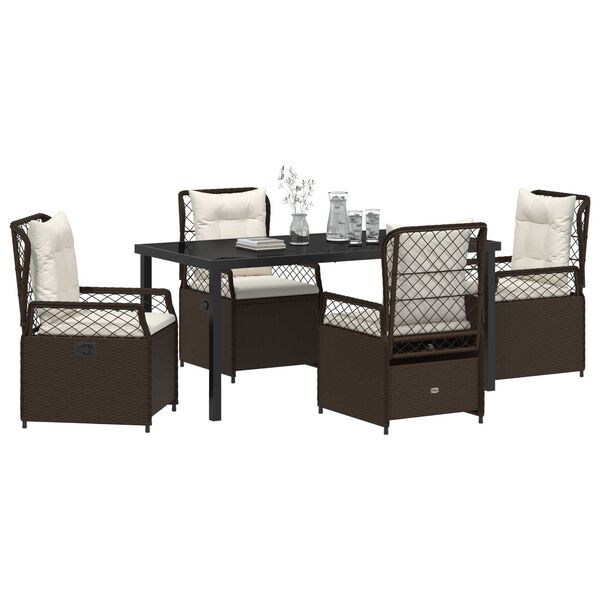 vidaXL Set da Pranzo per Giardino 5 pcs Marrone polyrattan