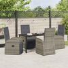 vidaXL Set da Pranzo per Giardino con cuscino 5 pcs Grigio polyrattan