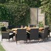 vidaXL Set da Pranzo per Giardino 9 pz con Cuscini Nero