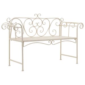 vidaXL Panchina da Giardino 132 cm in Metallo Bianco Anticato
