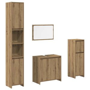vidaXL Set Mobili da Bagno 4 pz Rovere Artigianale Legno Multistrato