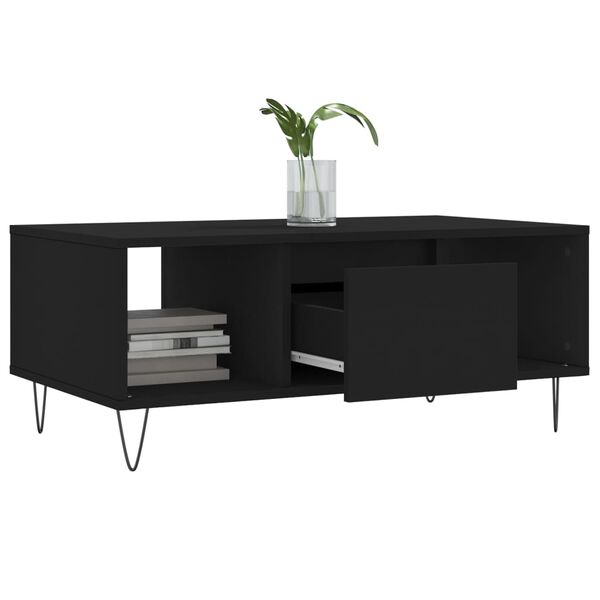 vidaXL Tavolino da Salotto Nero 90x50x36,5 cm in Legno Multistrato