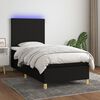 vidaXL Letto a Molle con Materasso e LED Nero 90x190 cm in Tessuto
