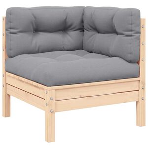 vidaXL Divano Angolare da Giardino con Cuscini Grigio Massello di Pino