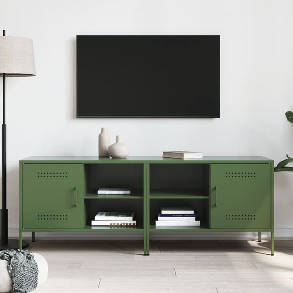 vidaXL Mobili TV 2pz Verde Oliva 68x39x50,5 cm in Acciaio
