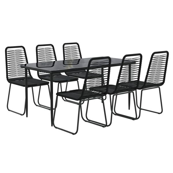 vidaXL Set da Pranzo da Giardino 7 pz Nero