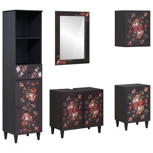 vidaXL Set di Armadi da Bagno con porta 5 pcs Legno di mango massello