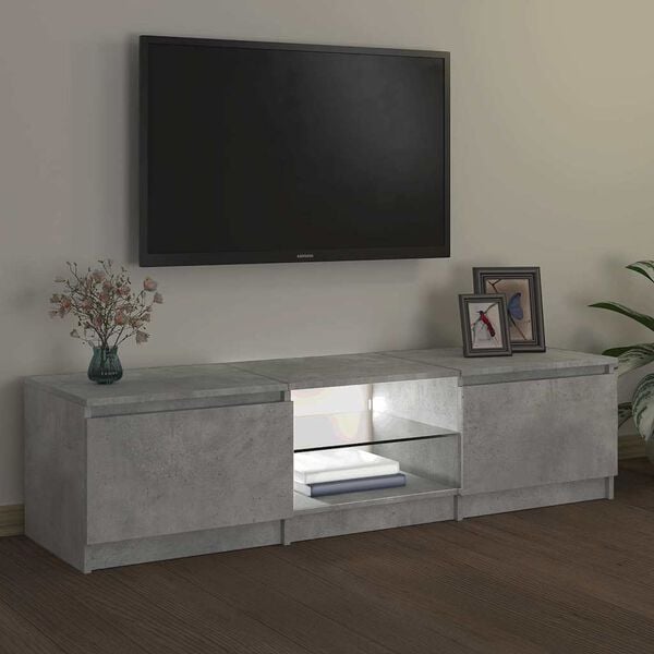 vidaXL Mobile Porta TV con Luci LED Grigio Cemento 140x40x36 cm