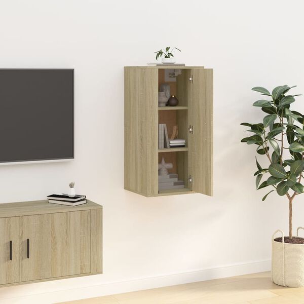 vidaXL Mobile Porta TV a Parete Rovere Sonoma 40x34,5x80 cm