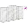 vidaXL Cesti Gabbioni ad Arco 15 pz 300x50x160/180 cm Ferro Zincato