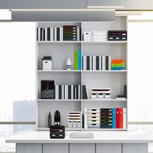 Exacompta Set da Scrivania con 3 Cassetti Small-Box Black Office Nero