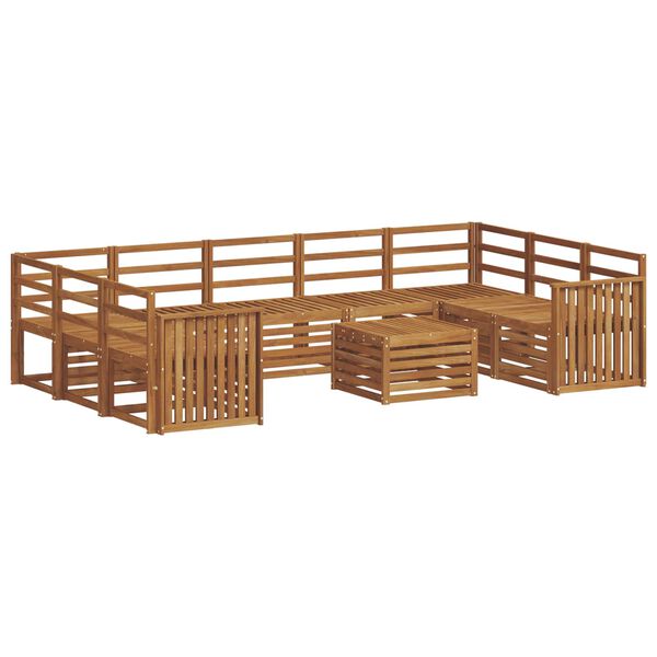 vidaXL Set divani 10 pcs Naturale Legno di Acacia Massello