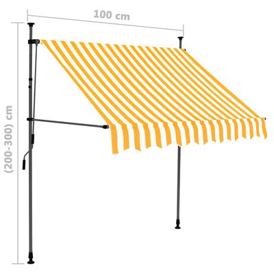 vidaXL Tenda da Sole Retrattile Manuale LED 100 cm Bianca e Arancione