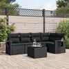 vidaXL Set Divano da Giardino 6 pz con Cuscini Nero in Polyrattan