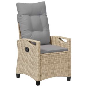 vidaXL Sedia da giardino reclinabile Beige e Grigio Chiaro polyrattan