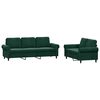 vidaXL Set di Divani 2 pz con Cuscini Verde scuro in Velluto