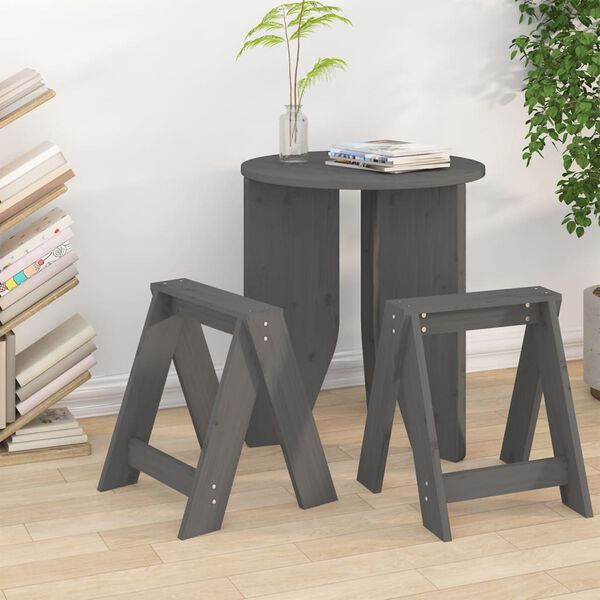 vidaXL Sgabelli 2 pz grigio 40x40x45 cm in Legno Massello di Pino